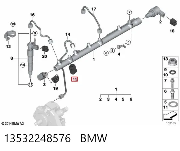Braçadeira do silenciador traseira 13532248576 BMW