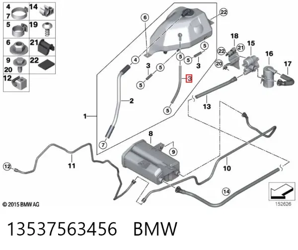 Tubo de combustível, inverso desde os injetores 13537563456 BMW