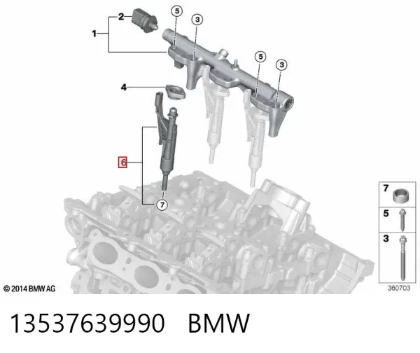 Injetor de injeção de combustível 13537639990 BMW