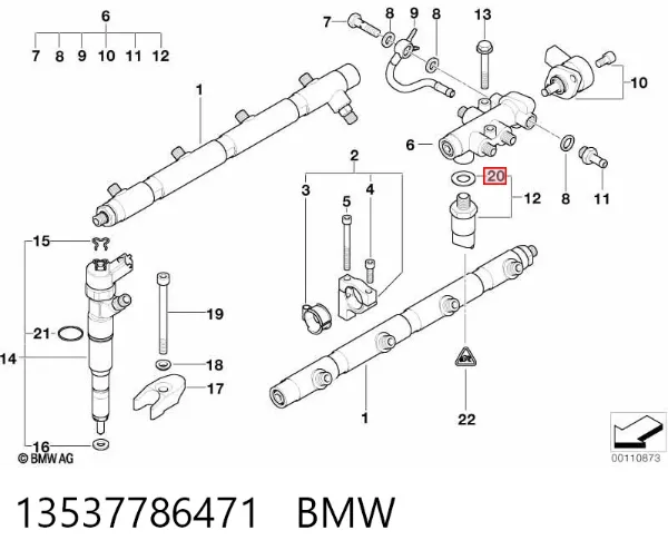 Anel (arruela) do injetor de ajuste 13537786471 BMW