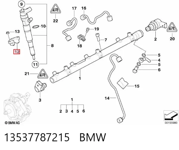 Consola de fixação do injetor 13537787215 BMW