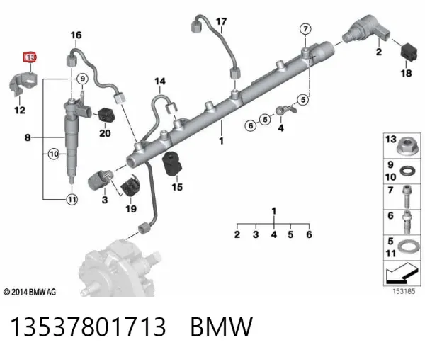 Porca de tubo coletor de escape 13537801713 BMW