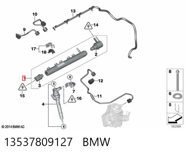 Distribuidor de combustível (rampa) 13537809127 BMW