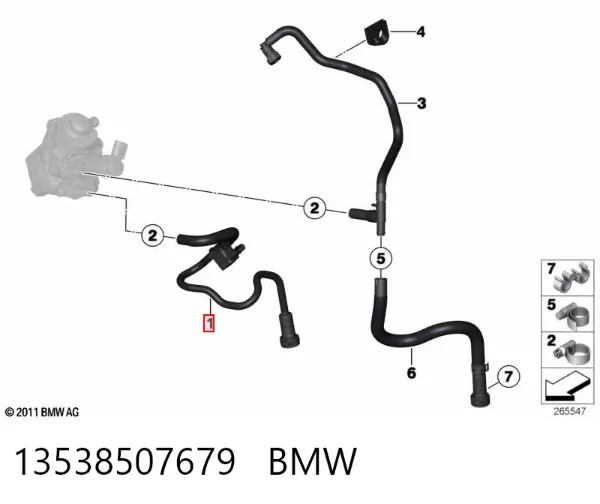 Tubo de combustível, kit 13538507679 BMW