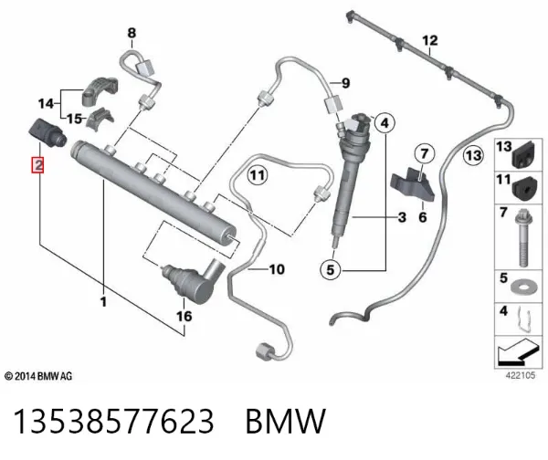 Sensor de pressão de combustível 13538577623 BMW