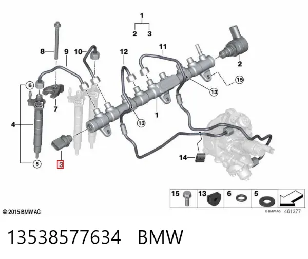 Sensor de pressão de combustível 13538577634 BMW