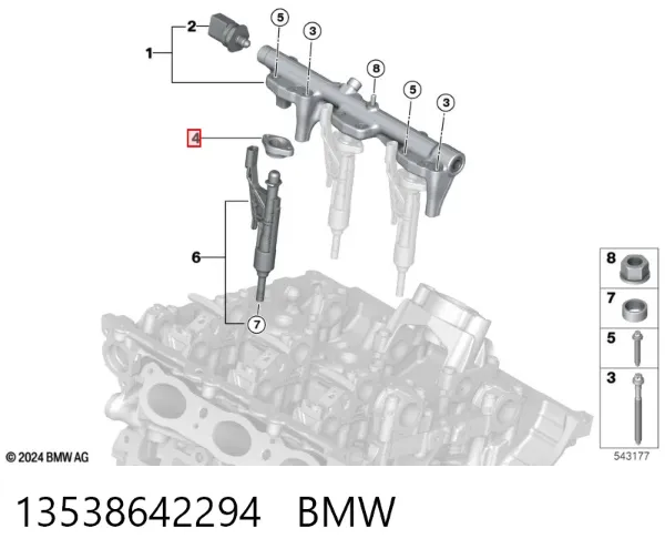 Consola de fixação do injetor 13538642294 BMW