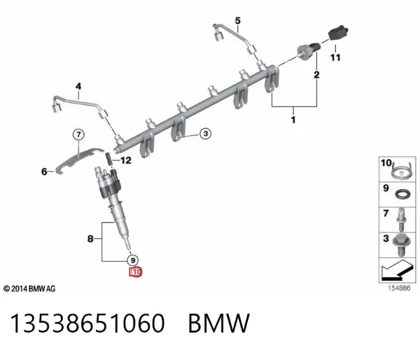 Consola de fixação do injetor 13538651060 BMW