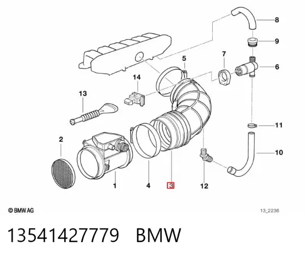 Cano derivado de ar do medidor de consumo do ar 13541427779 BMW