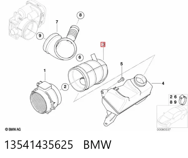 Cano derivado de ar do medidor de consumo do ar 13541435625 BMW