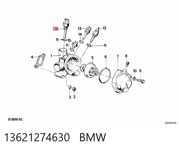 Sensor de temperatura do fluido de esfriamento 13621274630 BMW