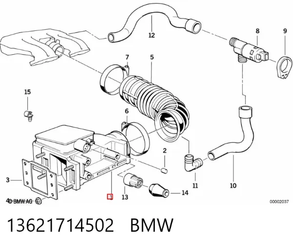 Sensor de fluxo (consumo) de ar, medidor de consumo M.A.F. - (Mass Airflow) 13621714502 BMW