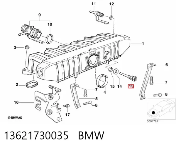 Sensor de temperatura da mistura de ar 13621730035 BMW