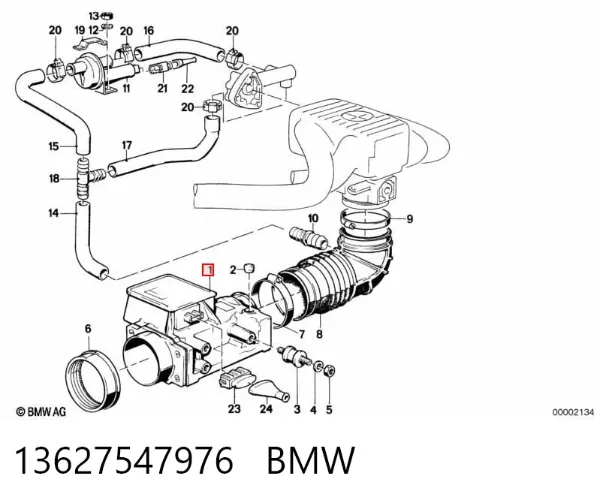 Sensor de fluxo (consumo) de ar, medidor de consumo M.A.F. - (Mass Airflow) 13627547976 BMW