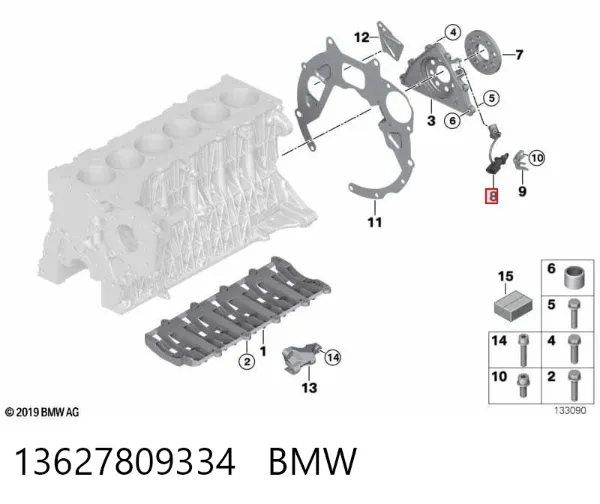 Sensor de posição (de revoluções) de cambota 13627809334 BMW