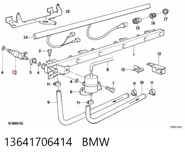 Injetor de injeção de combustível 13641706414 BMW