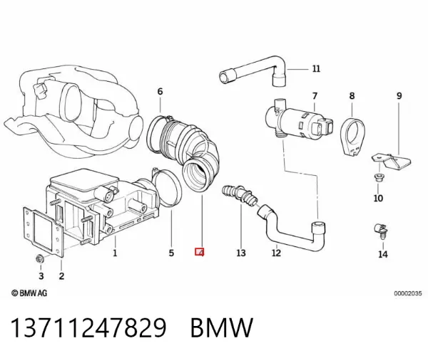 Cano derivado de ar do medidor de consumo do ar 13711247829 BMW