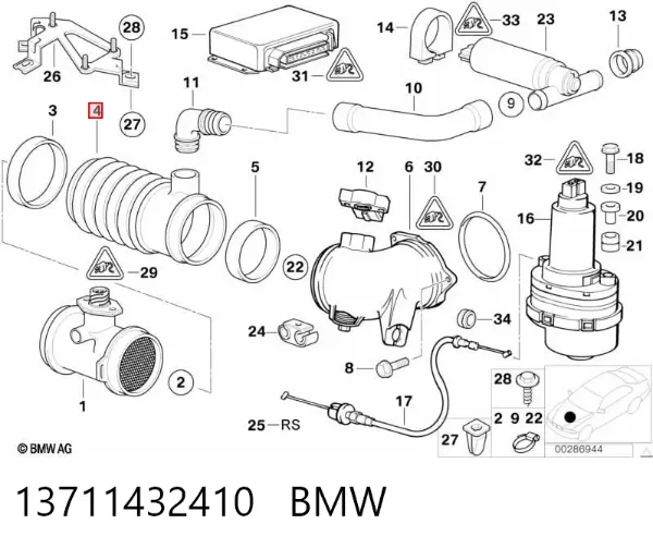 Cano derivado de ar do medidor de consumo do ar 13711432410 BMW