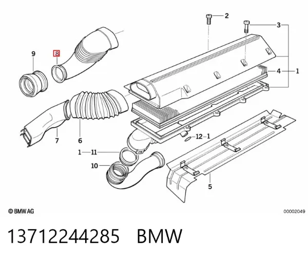 Cano derivado de ar, entrada de filtro de ar 13712244285 BMW