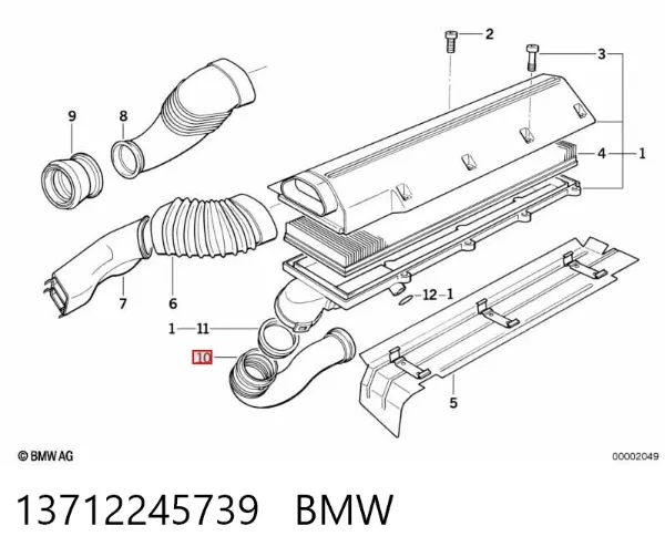 Cano derivado de ar, saída de filtro de ar 13712245739 BMW