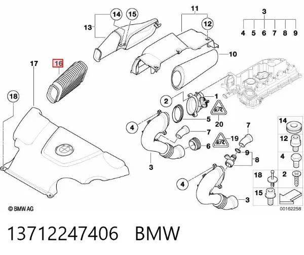 Cano derivado de ar do medidor de consumo do ar 13712247406 BMW