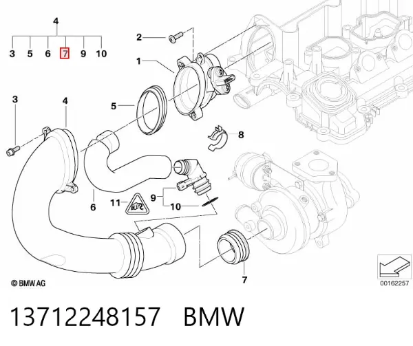Vedante de turbina de ar comprimido, admissão 13712248157 BMW