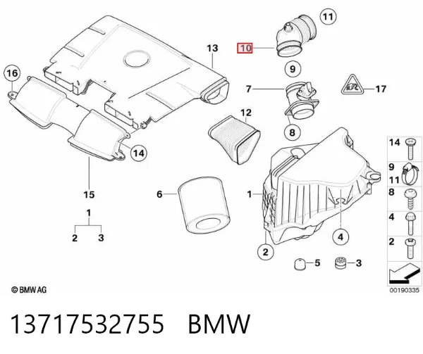 Cano derivado de ar do medidor de consumo do ar 13717532755 BMW