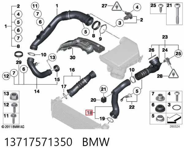 Mangueira (cano derivado) de intercooler 13717571350 BMW
