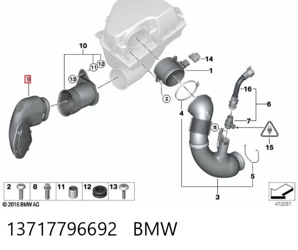 Tomada de ar de filtro de ar BMW 5 E60