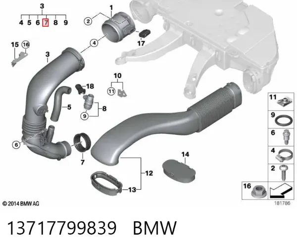 Vedante medidor de consumo até o filtro de ar 13717799839 BMW