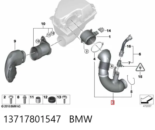 Cano derivado de ar do medidor de consumo do ar 13717801547 BMW