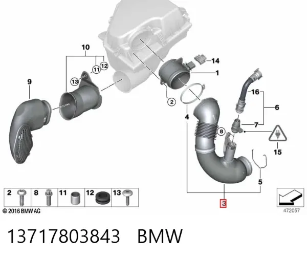 Cano derivado de ar do medidor de consumo do ar 13717803843 BMW