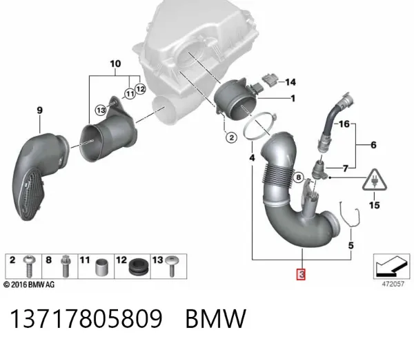 Cano derivado de ar do medidor de consumo do ar 13717805809 BMW