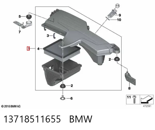 Caixa de filtro de ar 13718511655 BMW