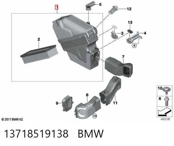 Caixa de filtro de ar 13718519138 BMW