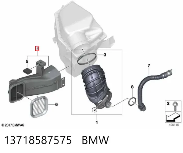 Cano derivado de ar, entrada de filtro de ar 13718587575 BMW