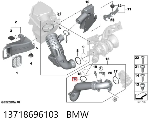 Anel de vedação (vedante) de cano derivado de intercooler 13718696103 BMW