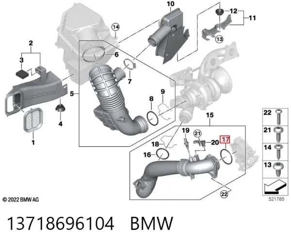 Anel de vedação (vedante) de cano derivado de intercooler 13718696104 BMW