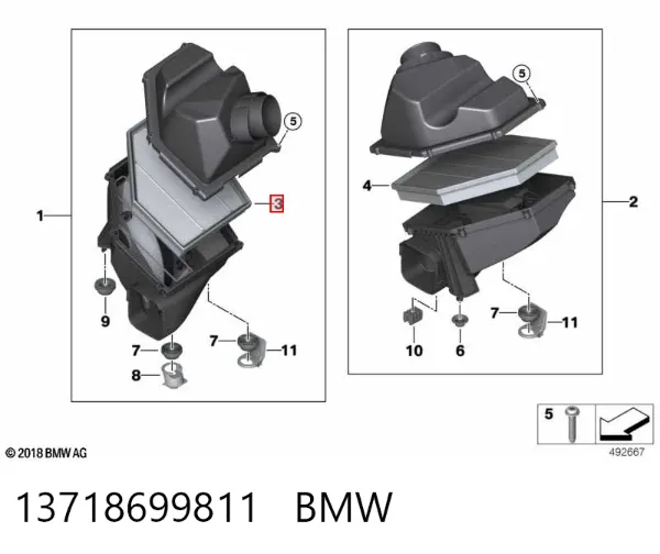 Filtro de ar 13718699811 BMW