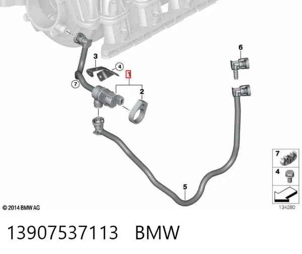 Válvula de ventilação dos gases do tanque de combustível 13907537113 BMW