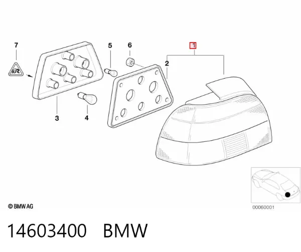 Lanterna traseira direita 14603400 BMW