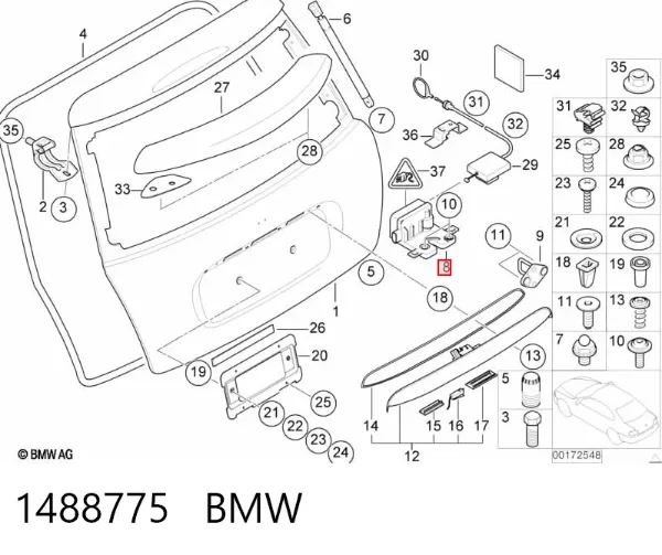 Fecho de tampa de porta-malas (de 3ª/5ª porta traseira) 1488775 BMW