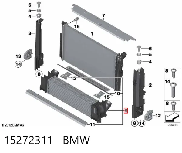 Radiador de intercooler 15272311 BMW