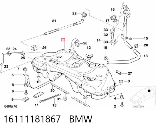 Tanque de combustível 16111181867 BMW