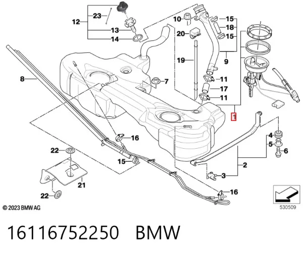 Tanque de combustível 16116752250 BMW