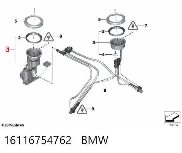 Módulo de bomba de combustível com sensor do nível de combustível 16116754762 BMW
