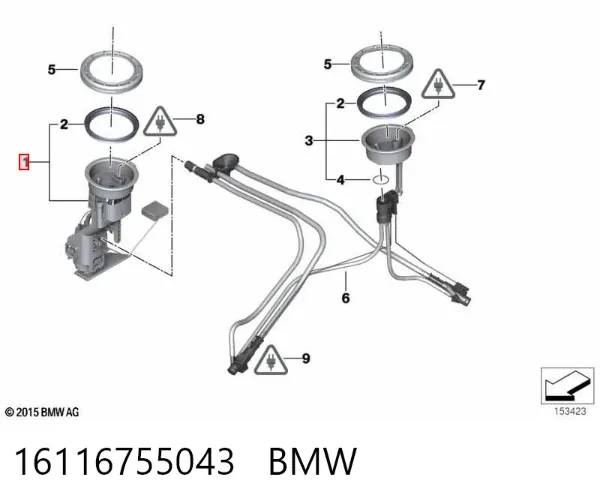 Módulo de bomba de combustível com sensor do nível de combustível 16116755043 BMW