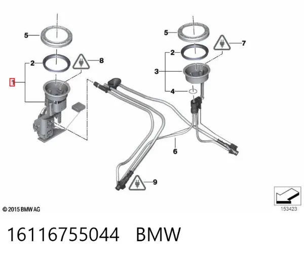 Módulo de bomba de combustível com sensor do nível de combustível 16116755044 BMW