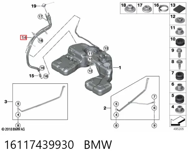 Gargalo de enchimento do tanque de combustível 16117439930 BMW
