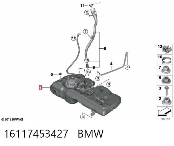 Tanque de combustível 16117453427 BMW